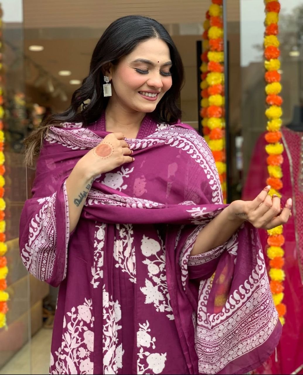 Pure Cotton Embroidered Anarkali Suit Set